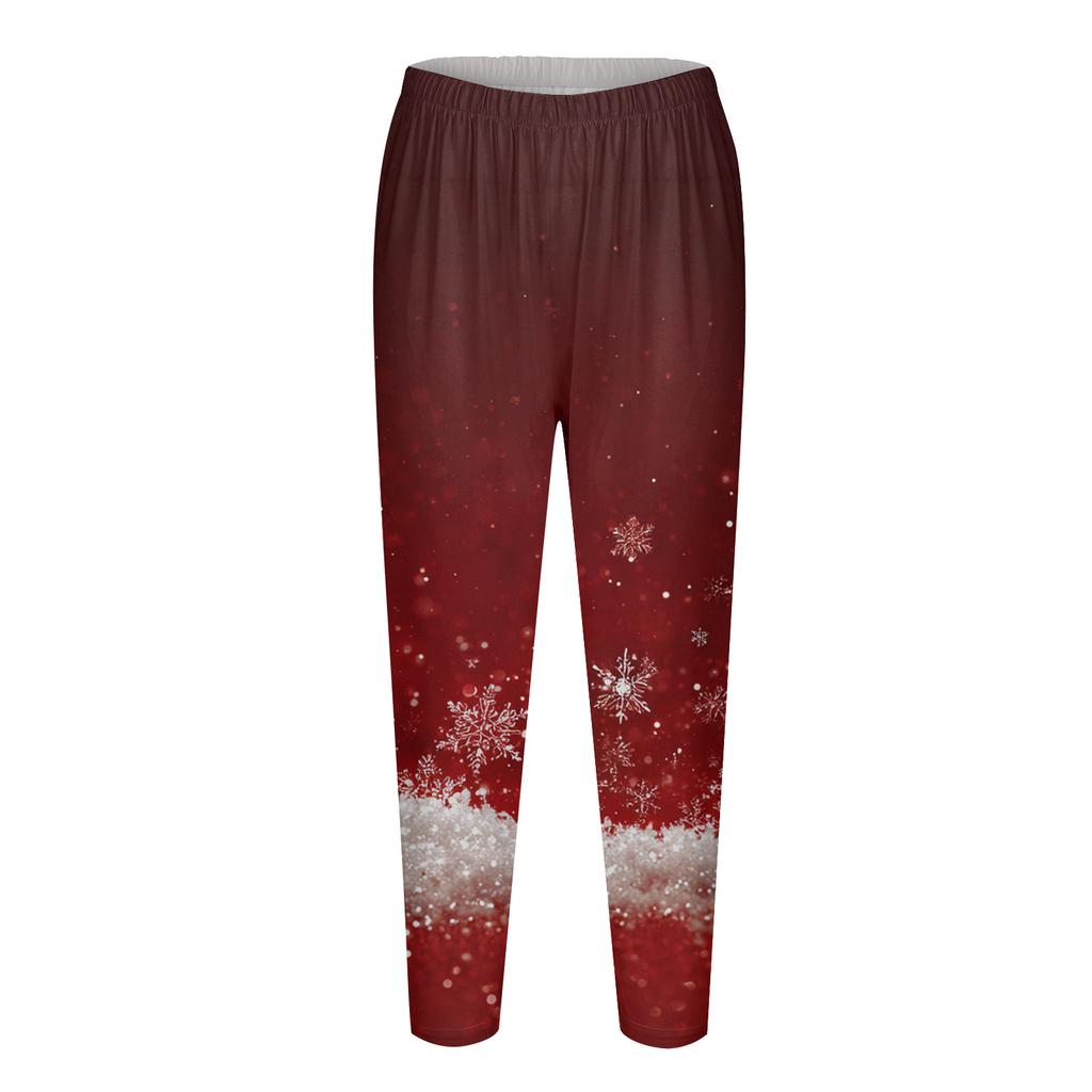 Женские рождественские облегающие эластичные повседневные брюки для йоги