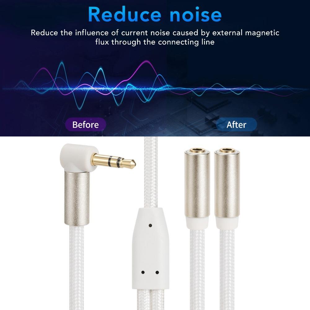 Gold Plated Headphone Splitter 3.5mm 1 Male to 2 Female Dual Output Aux Cord for Phone