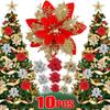 10/50pcs Artificial Glitter Christmas Flowers for Xmas Tree Ornament Fake Flower Floral New Year Party Home Decoratio