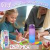 Creative DIY Gemstone Kids Water Bottle 600ml Rainbow Unicorn for School & Outdoor, Holiday Gift for Boys Girls Age 4-6-8-10, Multicolor
