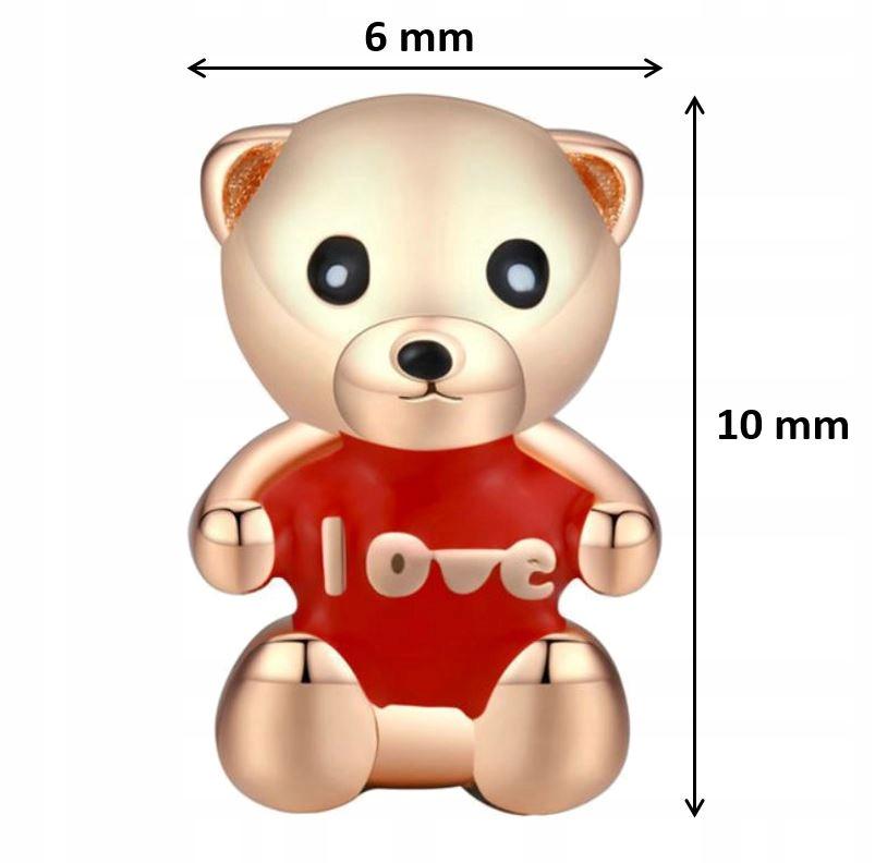 Charms Teddy Bear With Heart 925 Bead -Plated Pendant Love