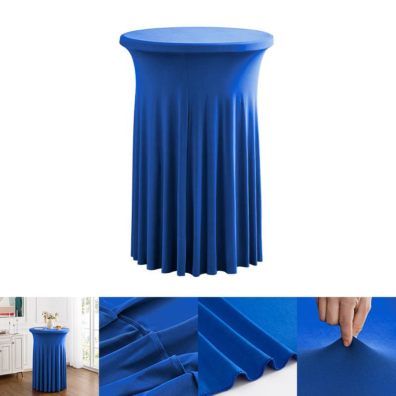 Stretch Spandex Round Cocktail Tablecloth With Skirt Wrinkle Free Cover For Wedding Party Banquet