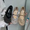 Модные Роскошные Хрустальные Стразы Сетка Балетки Женские Дизайнерские Туфли Мэри Джейн с Клепками и Сеткой Летние Ажурные Лоферы для Женщин