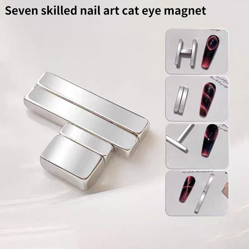 4Pcs Manicure Multi-Function Magnet Nail Salon Cat Eye Long Strip Magnet French Cat'S Eye Nail Stick Set For Uv Gel Tools