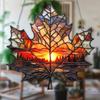 Maple Leaf Sun Catcher Sunset Hanging Decoration Stained Glass Style