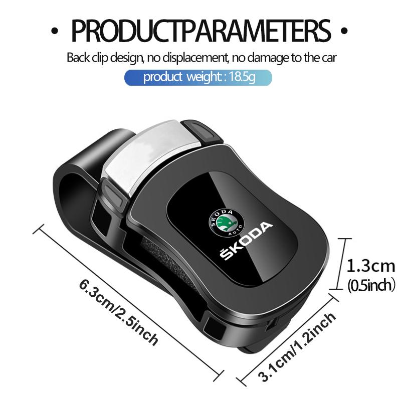 PDYW4 Car Interior Sunglasses Eyeglass Holder Glasses Storage Clip Accessories For Skoda Kodiaq Fabia Kamiq Karoq Octavia 2 3 Rapid