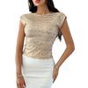Женская футболка с круглым вырезом и коротким рукавом, топы с пайетками, открытая спина, облегающий крой, сексуальные топы для вечеринок, повседневная одежда