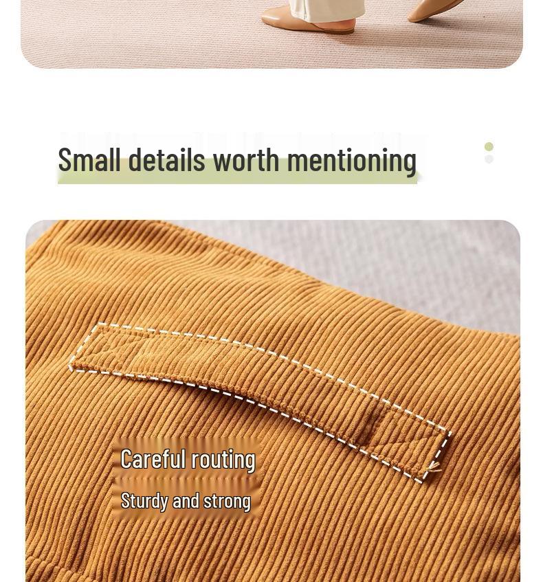 Corduroy Footstool: Removable Cushion, Washable, Perfect for Small Apartment Entrances.