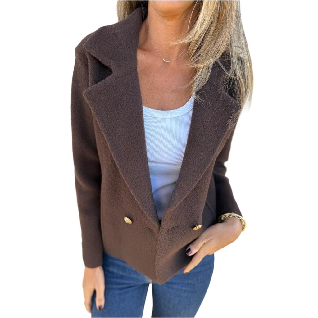Модный женский весенний повседневный кардиган, однотонный жакет с лацканами