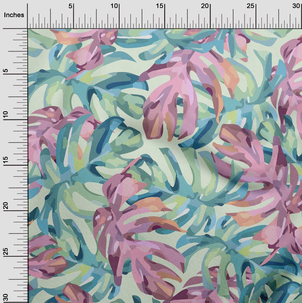 oneOone Хлопковая гибкая мятно-зеленая ткань, тропический пальмовый лист, одежда своими руками, стеганая ткань, ткань с принтом, 40 дюймов в ярдах