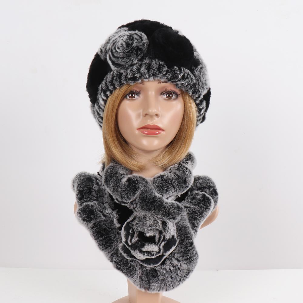 Новые женские зимние наборы шапка и шарф из натурального теплого меха кролика рекс, вязаные шапки и шарфы из натурального меха, муфта