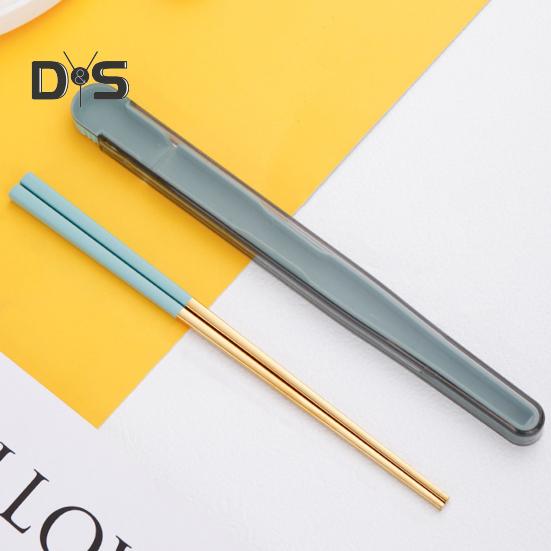 1 комплект компактных палочек для еды, нержавеющие, практичные палочки для еды, посуда со складной коробкой для хранения