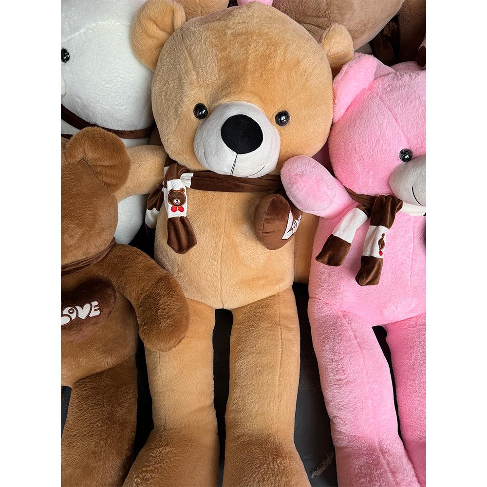 Heart Teddy Bear Scarf Couple Warm Plush Toy Bear, Valentine's Day Gift, Removable Washable Cover