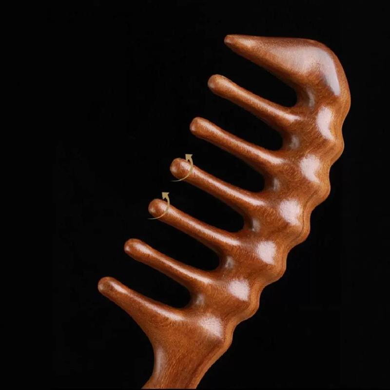 Natural Sandalwood Hair Combs Anti-Static Wooden Comb Massager Long Wide Tooth Detangle Sandalwood Comb Hair Care Household Gift