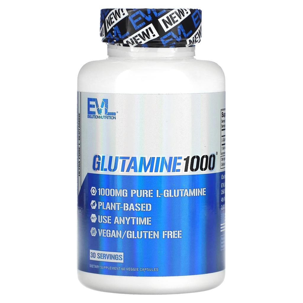 EVLution Nutrition Glutamine 1000, 60 Veggie Capsules