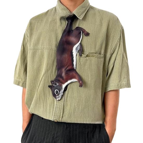 Мужская рубашка Галстук 3D Дизайн Рыба Обезьяна Бархатный Галстук-бабочка Животное Галстук-бабочка Аксессуар для шеи Реалистичная текстура Универсальный стиль Галстук