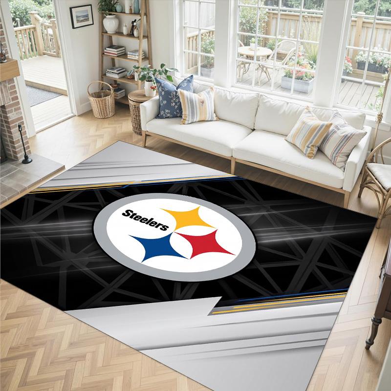 Pittsburgh Steelers Design Crystal Velvet Carpet Cozy Non?Slip Printed Rug For Bedroom Living Room Entrance