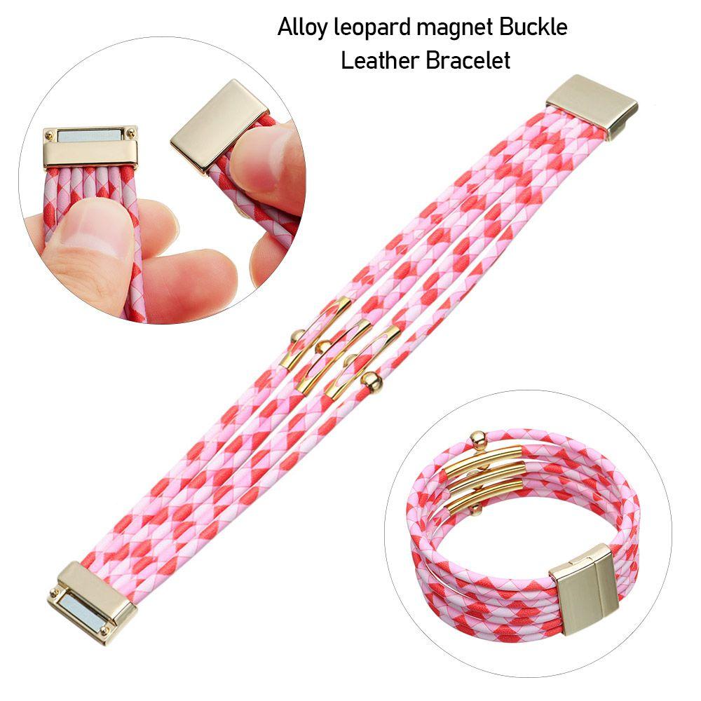 Fashion Elegant Jewelry Multilayer Bangles Wide Wrap Bracelet Leopard Leather Bracelets Wrist Bands