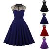 Women's Mesh Stitching Flying Sleeves Half-high Collar Swing Retro Dress