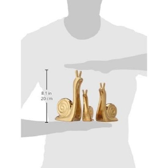 Snail Family Ceramic Finish Figures - Timeless Elegance for Home Décor | Handcrafted Detailing, Durable Ceramic Materials (Golden Set of 3 Pieces)