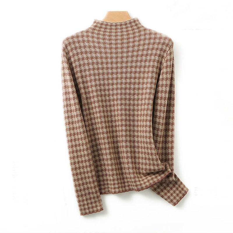 Пуловер, осенне-зимний шерстяной свитер, женский свитер с половиной высокого воротника, вязаный свитер с длинными рукавами, женский пуловер
