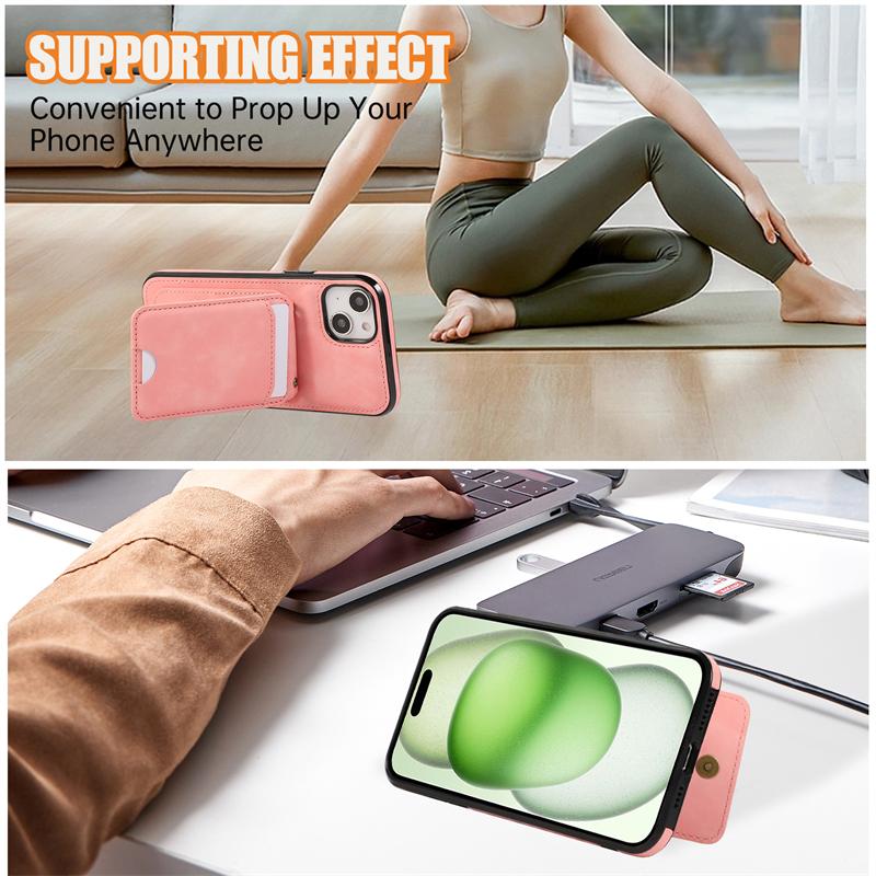 Cards Solt Wallet Holder Leather Case for IPhone 15 14 13 11 Pro Max 12 Mini Plus XS XR X 15Pro 14Pro I15 with Lanyard Bag Cover