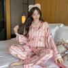 Пижама женская высокого класса Ins Style Lapel Весна и лето Домашний комплект с длинными рукавами