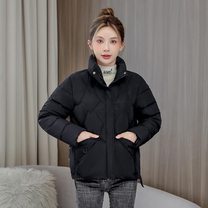 Winter Coat Women's Casual Solid Color Lightness and Thinness Short Section Cotton-padded Jacket