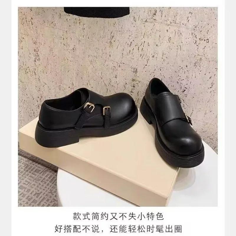 Парные туфли-муффины на толстой подошве с большим носком, кожаные туфли в британском стиле в стиле ретро с круглым носком и глубоким носком, повседневные кожаные туфли