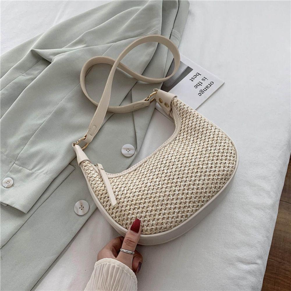 Designer Single Shoulder Bag Bohemian Crossbody Hobo Bag Elegant Woven Straw Bag Ladies/Girls