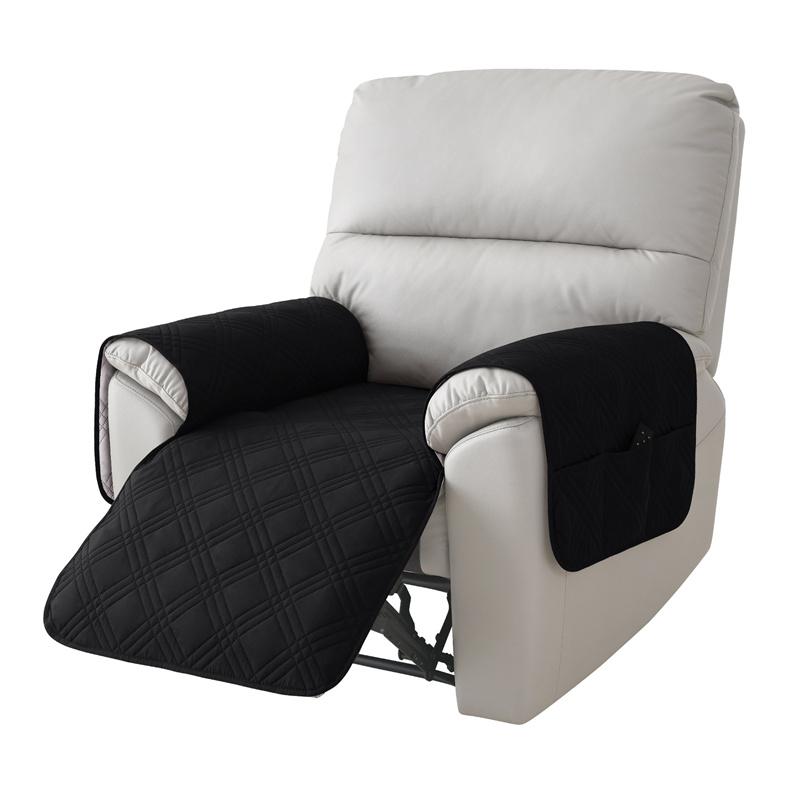 1PC Quilted Recliner Sofa Seat Covers Pets Kid Armchair Slipcover with Pocket Solid Color Reclining Sofa Mat for Living Room
