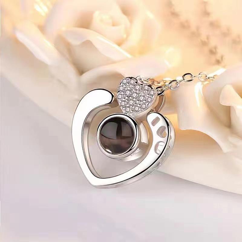 Серебряное ожерелье S925 - Проекция «Я люблю тебя» на 100 языках, Не тускнеющее, Бестселлер, вдохновленный TikTok, для женщин