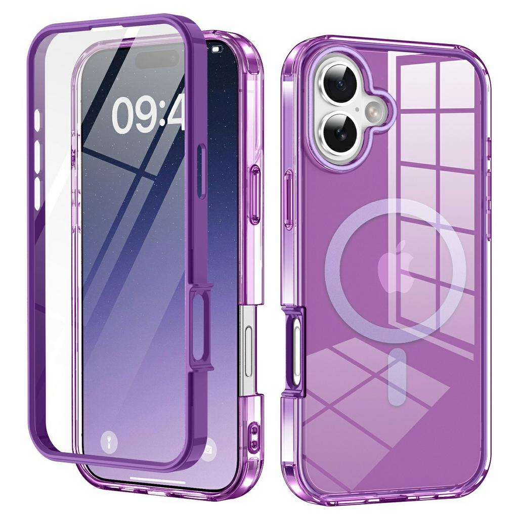 Чехол для iPhone 17, совместимый с MagSafe, прозрачная накладка для телефона из ПК+ТПУ с защитной пленкой для экрана из ПЭТ