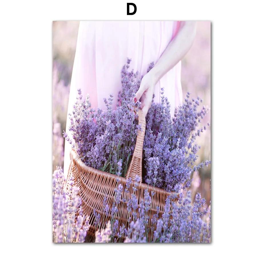 Lavender Wreath Train Bike Purple Landscape Wall Art Nordic PostersCanvas Painting And Prints Wall Pictures Living Room Decor