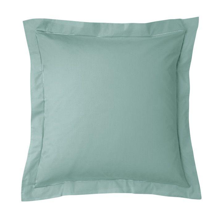 Taie d'oreiller percale de coton peigné "Julian" toutes dimensions Coton Pur - Julian Céladon - Taie d'oreiller 65 x 65 cm finition