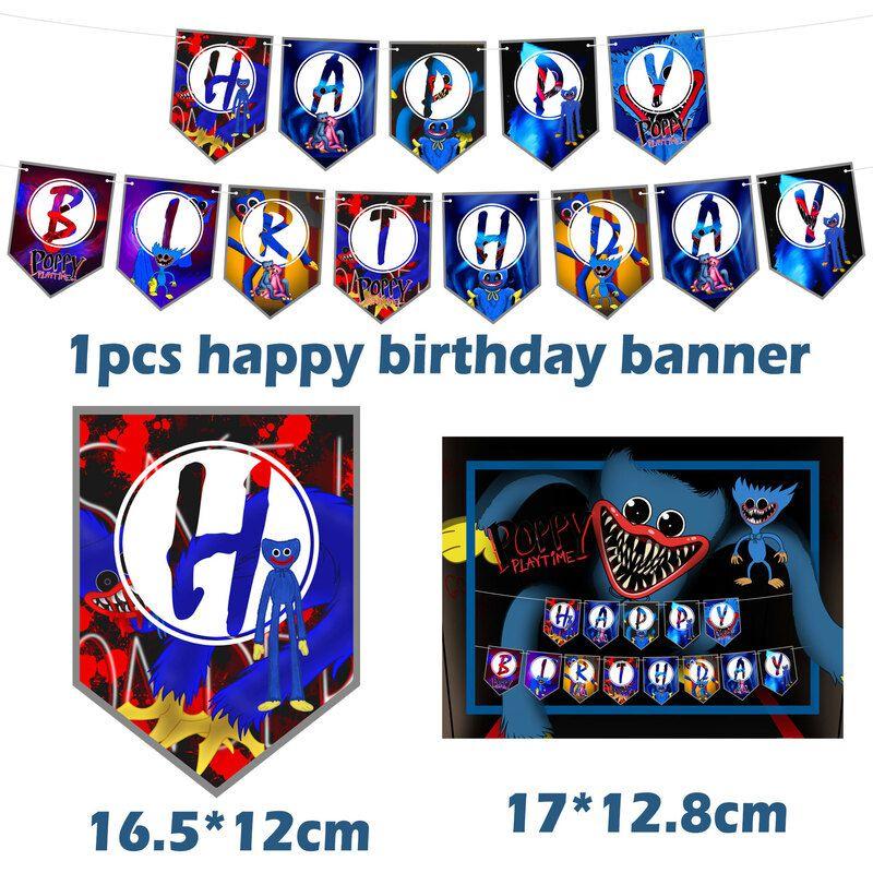 Украшения для дня рождения Poppy Playtime Huggy Wuggy Премиум набор воздушных шаров и топперов для торта