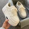 White Shoes Women's 2025 New Sports Shoes Autumn Explosion Niche Thick Sole Heightening College Style White Shoes Board Shoes
