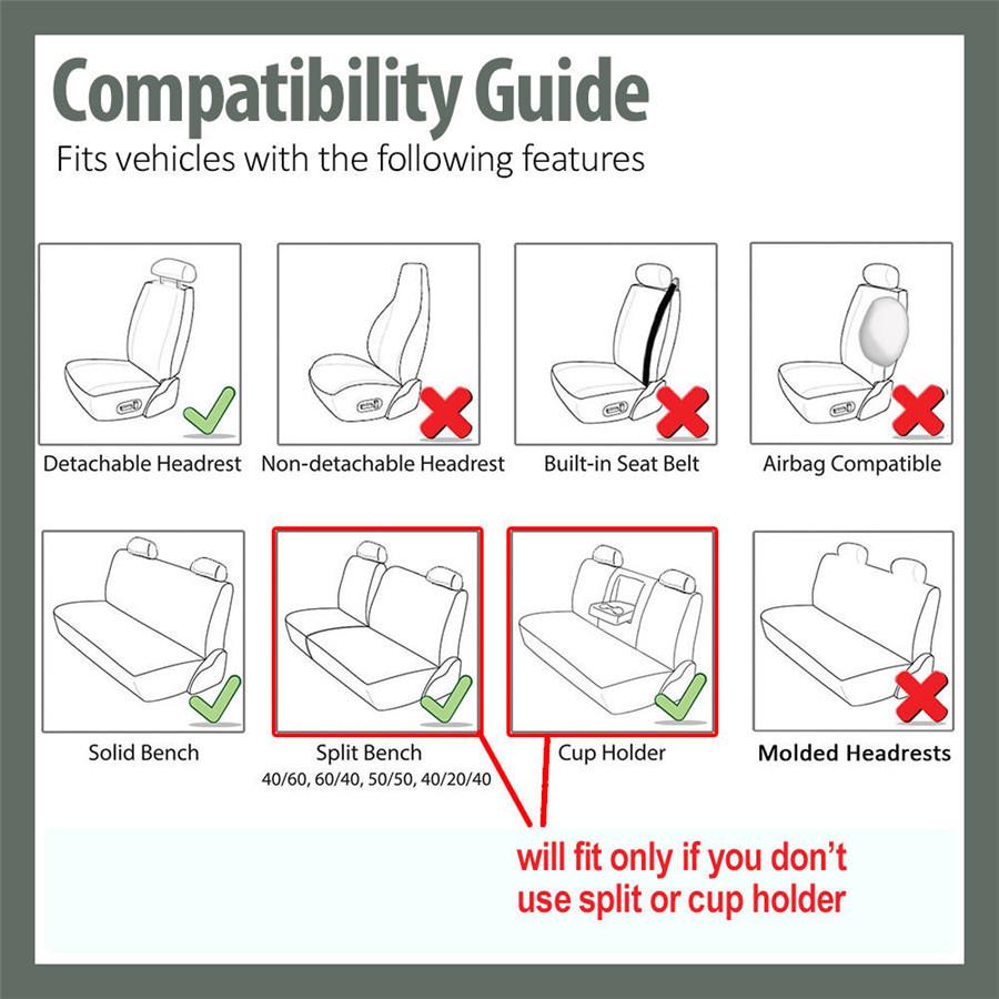 Universal 3-Row 8 Seats Car Auto Seat Covers for Auto Vehicle Sedan SUV Van Truck GRAY/BLACK