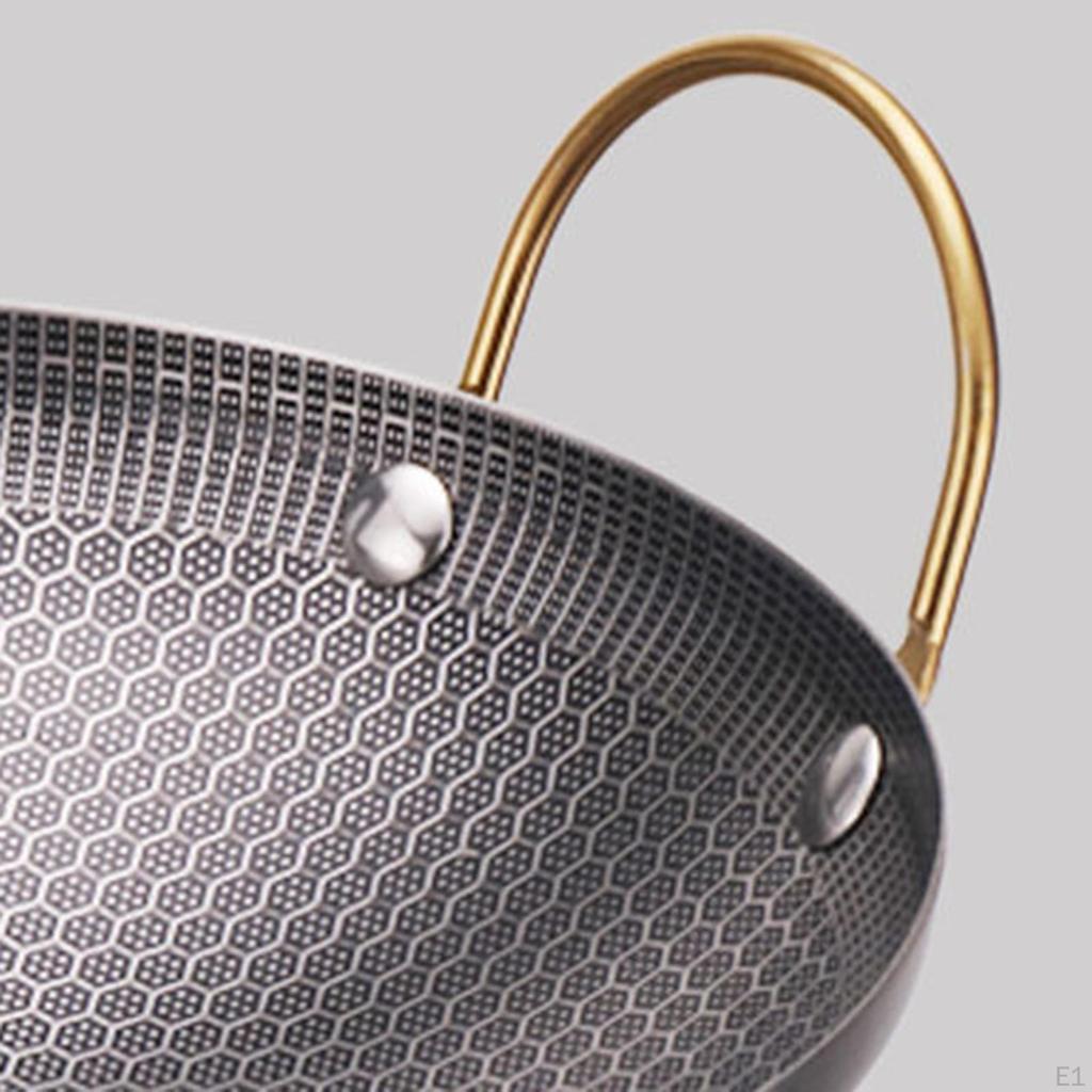 Прочная сковорода-вок из нержавеющей стали с двойной ручкой, посуда, кухонная утварь для жарки на каждый день