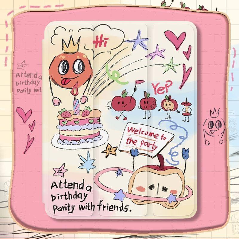 Высококачественный смарт-чехол для iPad с креативным рисунком каракулей Apple для iPad Air6 11 13 Air4 Air5 10,9 2021 9, 8, 7, 10,2 с подставкой для карандашей