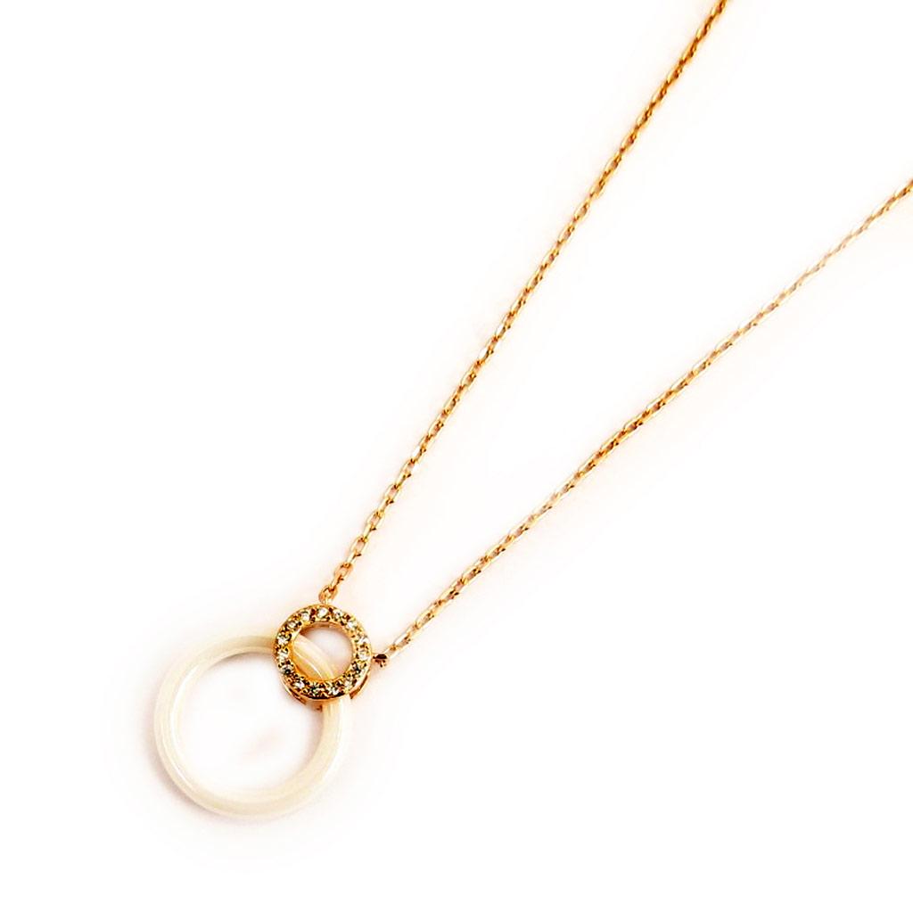 Les Trésors De Lily [L4616] - Позолоченное колье "Сисси" белое (керамика) золото розовое - 20х15 мм