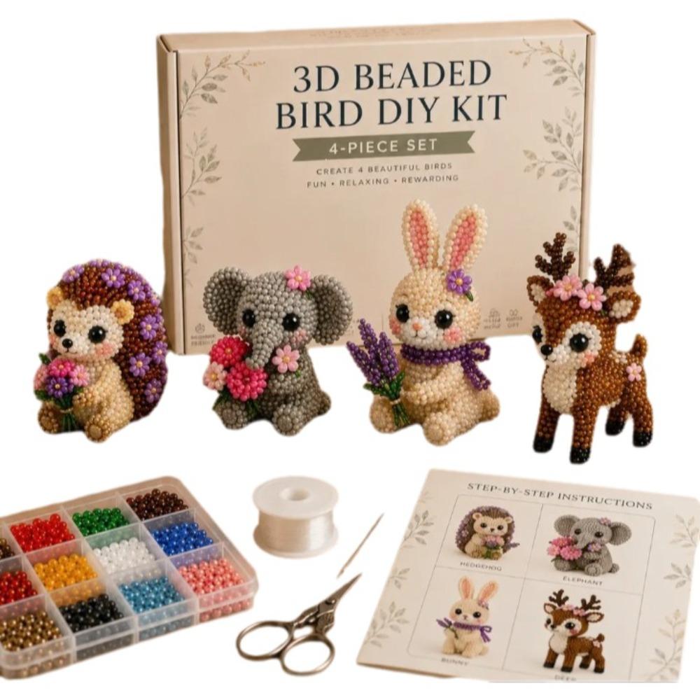 Beginner Friendly 3D Beaded Animal DIY Kit Plastic Beads Handmade Craft Kit Craft Making