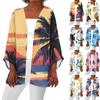 Women's Casual Fashion Beach Ocean Tree Print Lightweight Mid-Length Jacket Cardigan