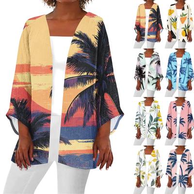 Женская повседневная модная пляжная легкая куртка средней длины с принтом «Океан-Три»