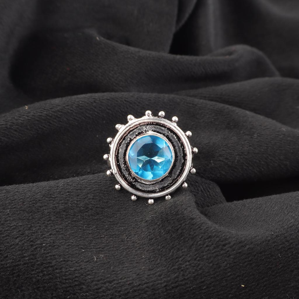 Swiss Blue Topaz Ring, 925 Solid Sterling Silver Ring, Handmade Silver Jewelry, Swiss Blue Topaz Gemstone Jewelry For Thanksgiving Gift