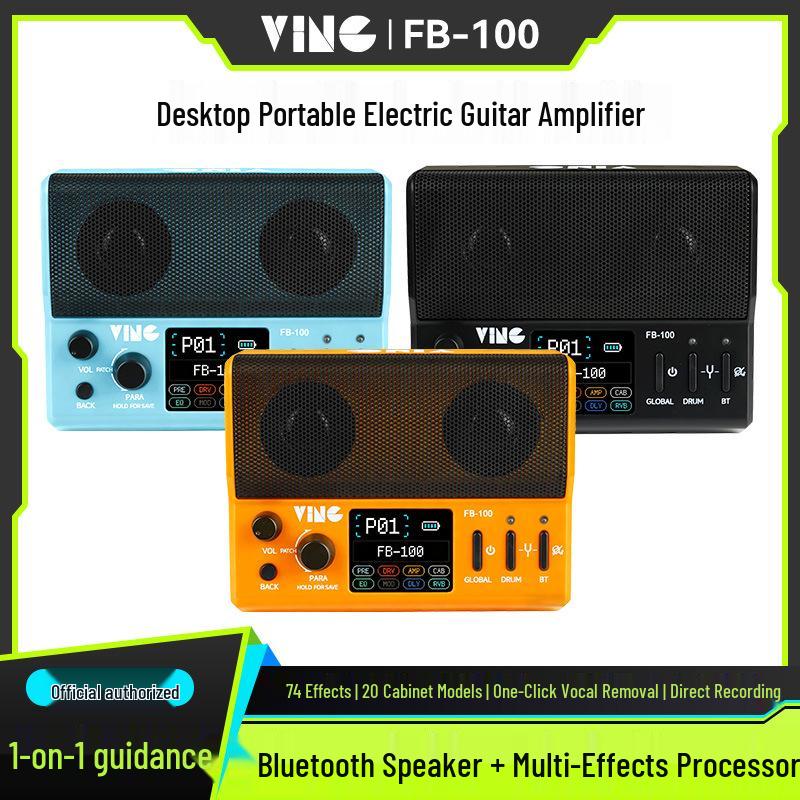 Ving FB100 Bluetooth Перезаряжаемый Электрогитарный Усилитель с Мультиэффектами, Портативный для Выступлений на Открытом Воздухе.