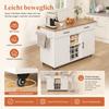 Kitchen Island with Folding Worktop, Rolling Cart, 2 Drawers, Wine & Spice Rack, Towel Holder, Space-Saving Design for Kitchen & Dining Room