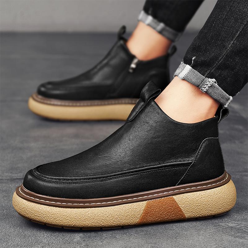 Fashion Casual Spring Autumn Cow Leather Shoes for Men New England Black Men's Dress Shoes Slip On New Designer Loafers Male
