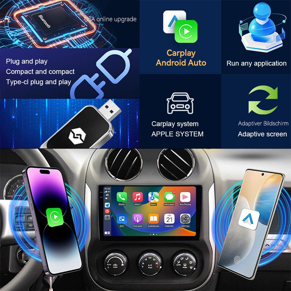 2 In 1 AI Box Mini Wired To Wireless Carplay Android Adapter Wifi & Bluetooth 5.0 Android Auto Plug and Play
