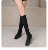 Высокие сапоги с квадратным носком женские 2025 новые осенне-зимние рыцарские сапоги на плоской подошве эластичные сапоги сапоги-носки сапоги-чулки